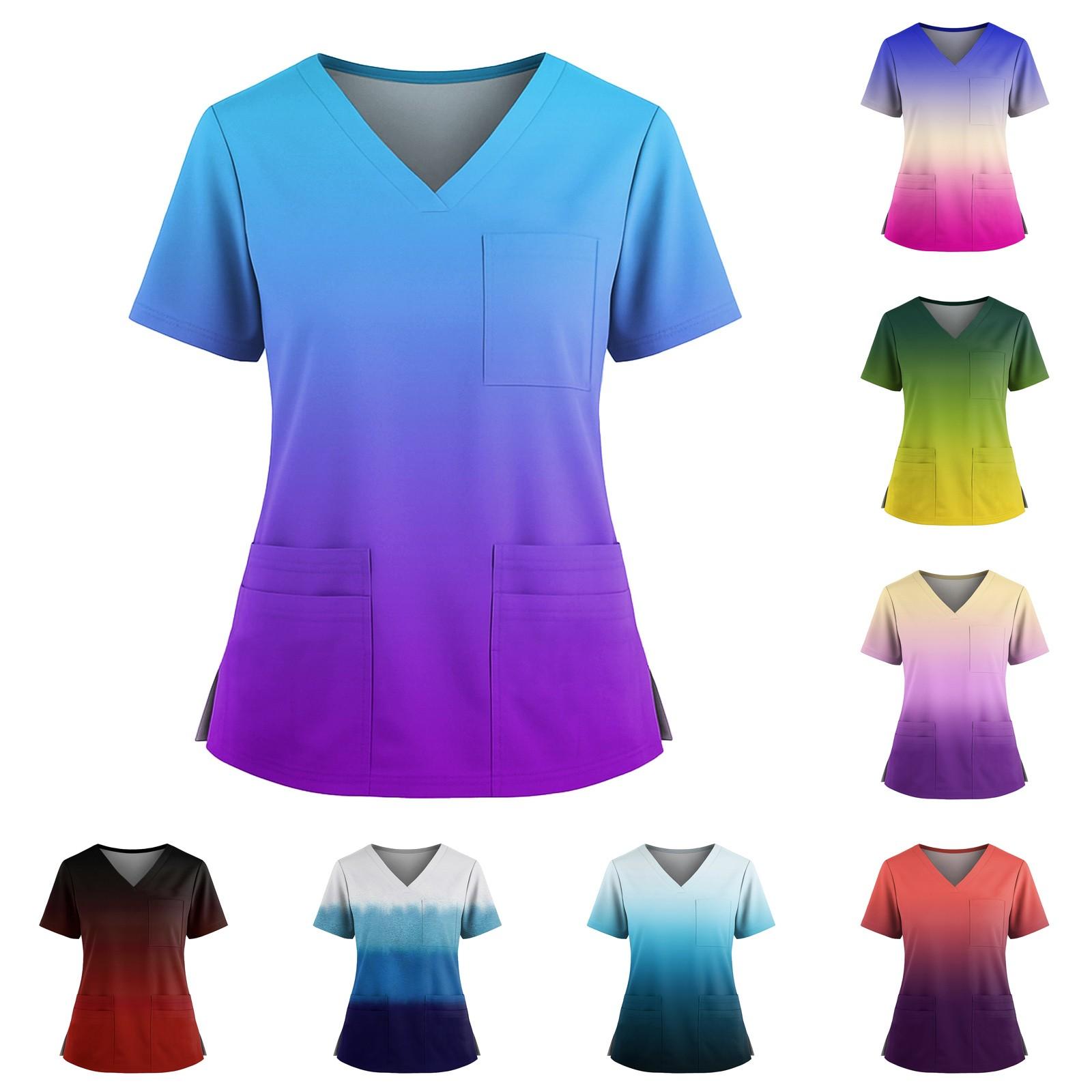 

Women s Casual Printed V-Neck Pocket Side Slit Short Sleeved Top Short Sleeved Top XL зелений