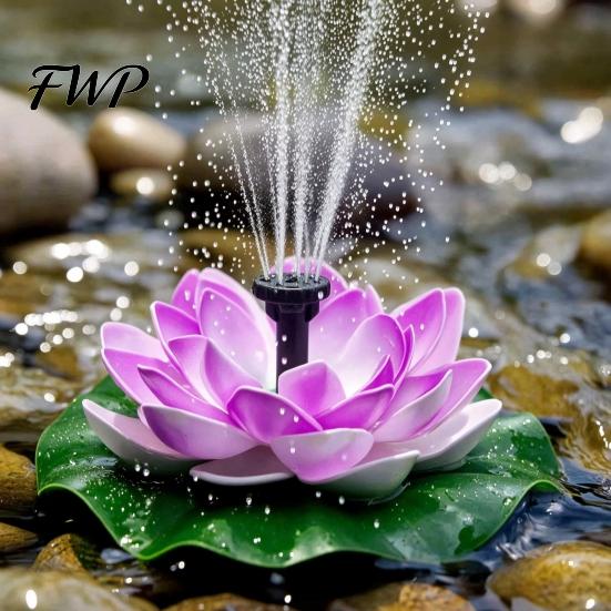 Solar Water Fountain Lotus Floating Bird Bath Powered with Interchangeable Nozzles for Garden Pond Patio Yard Decor