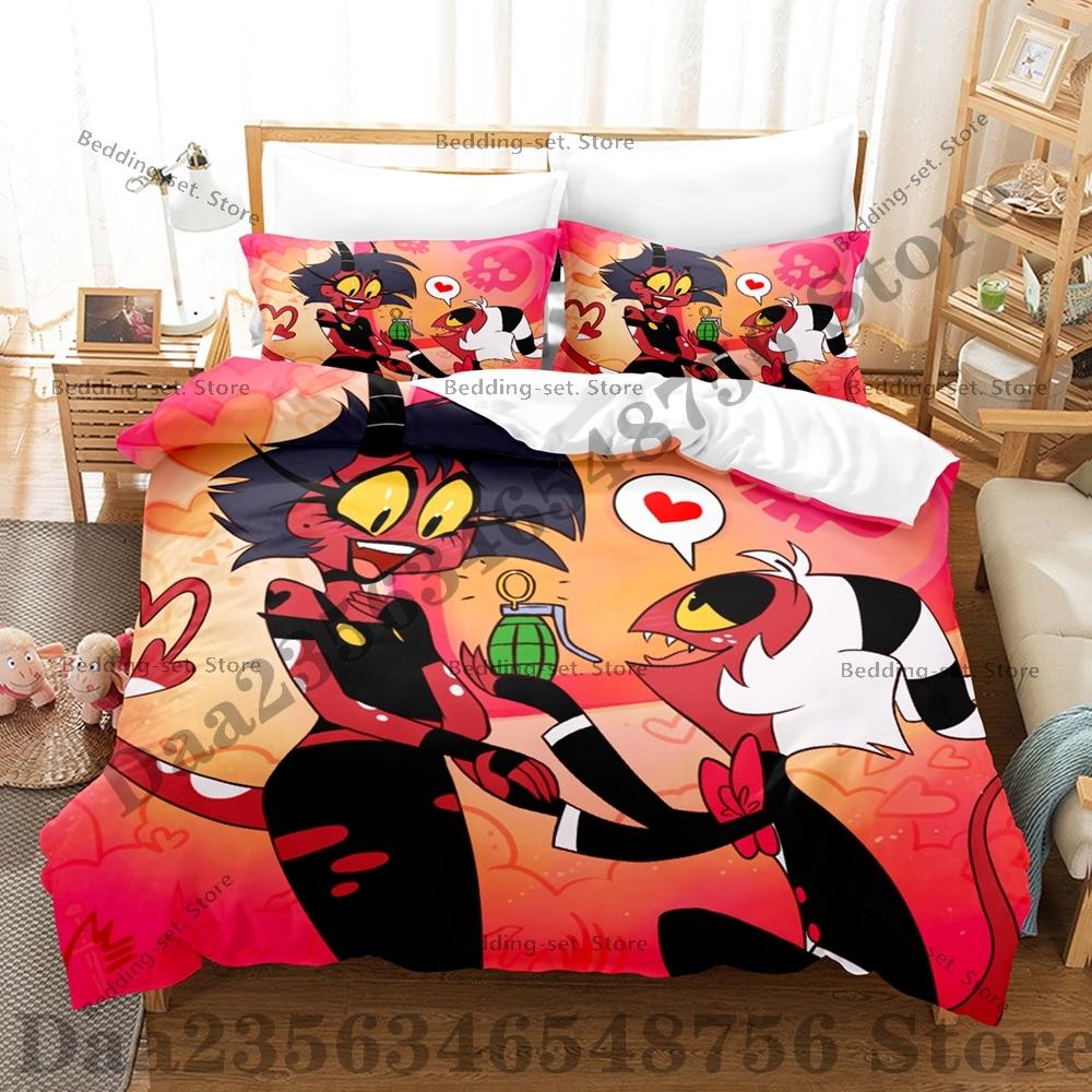 Helluva Boss Bedding Set Single Twin Full Queen King Size Bed Set Adult Bedroom Duvetcover Sets Anime Bed Sheet Set