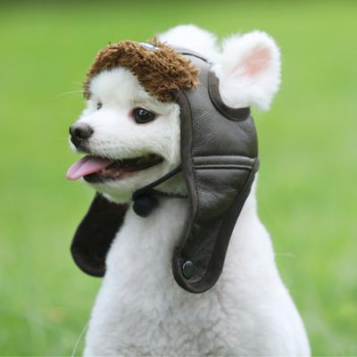 Pet Dog Pilot Hat Leather Winter Warm Cap Cute Cosplay Pet Accessories Lovely Headgears Pets Costume Windproof Hat For Cat Puppy