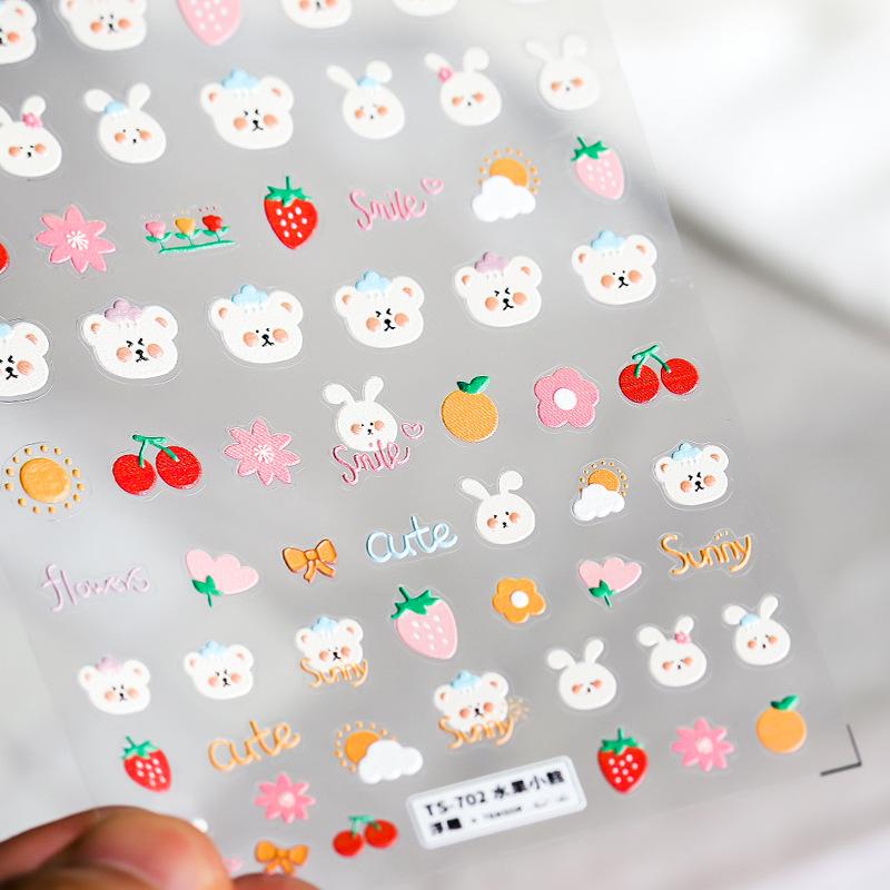 1pc 3D Nail Stickers Spring Summer Natural Flower Leaves Simulation Dried Flower Dragonfly Nail Applique Water Slides Decoration