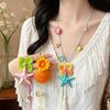 Trendy Summer Starfish Shell Flower Pendant Long Necklace For Women 2026 New Beach Vacation Vintage Charm Y2K Jewelry Accessorie