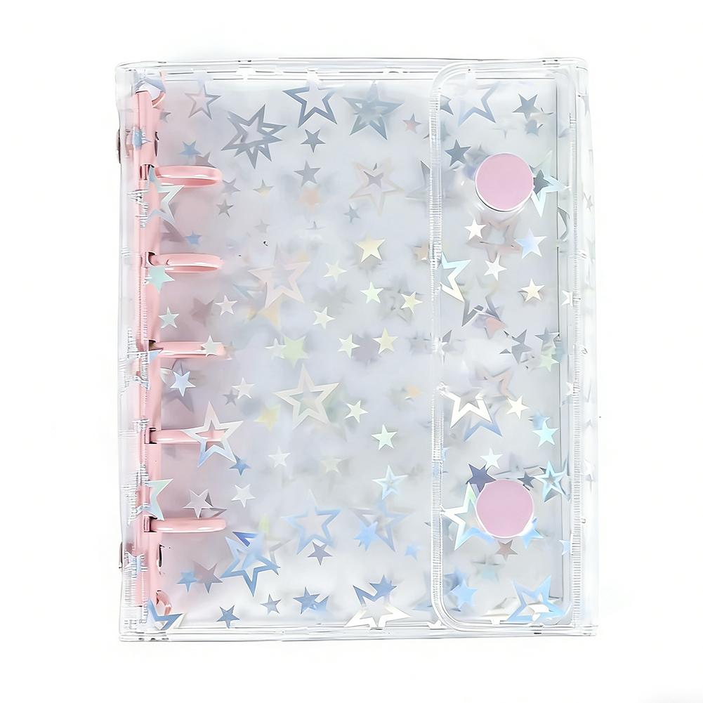M5 Clear Glitter Star Mini Binder Notebook Diary Kawaii Hand Account Book DIY Postcard Collect Photo Album Stationery
