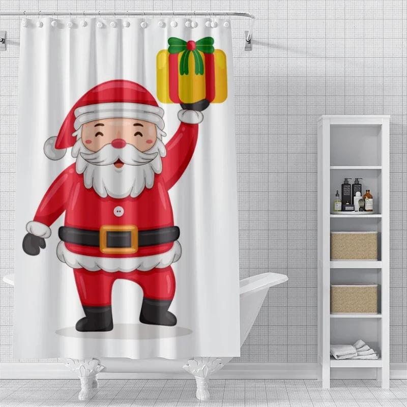 Home Decoration Shower Curtains For Bathroom Waterproof Curtain Fabric Modern Nordic Style Living Room Merry Christmas Winter