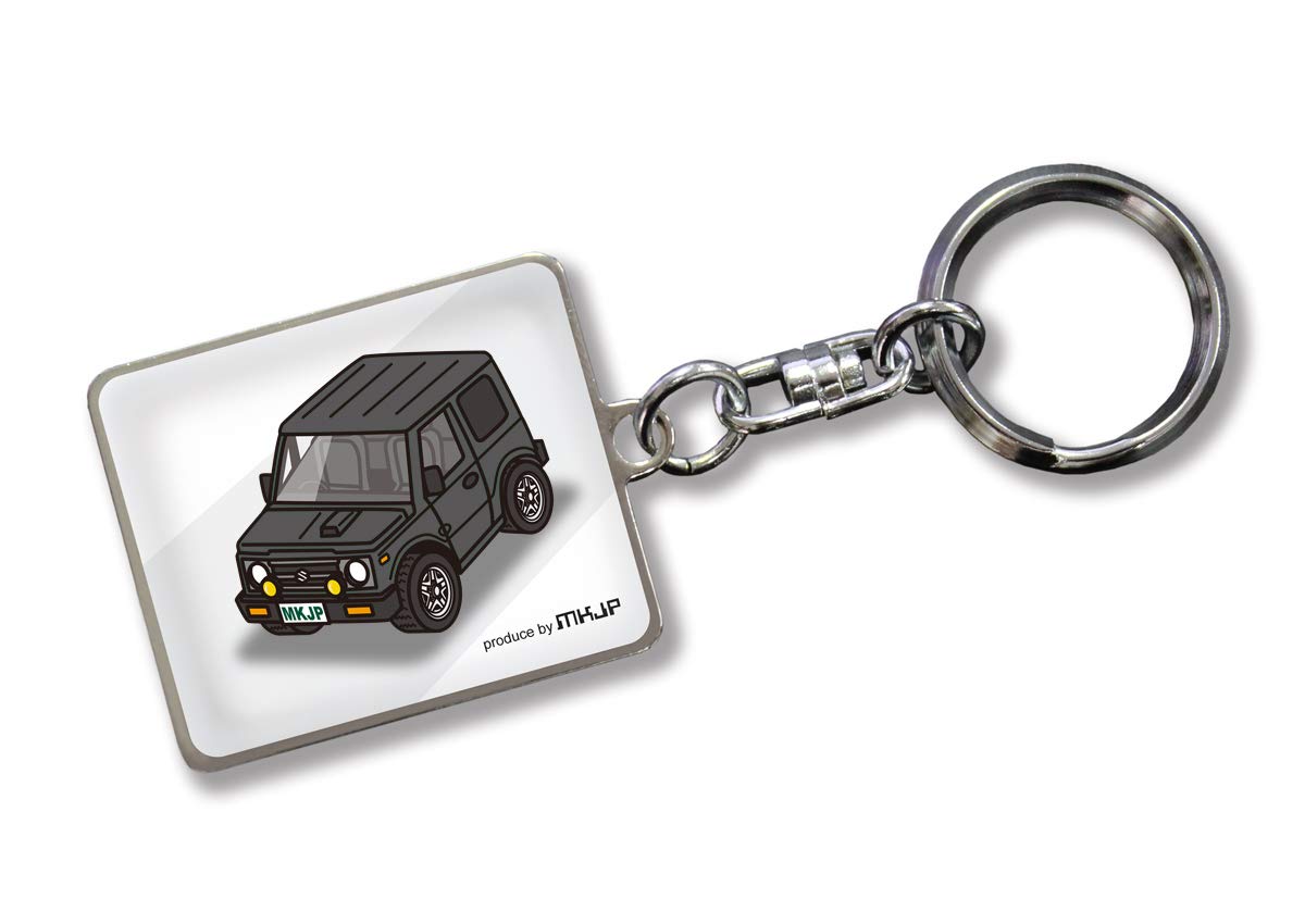 

MKJP Custom Keychain for Suzuki Jimny JA11 Black Car (White Base, Color) чёрный