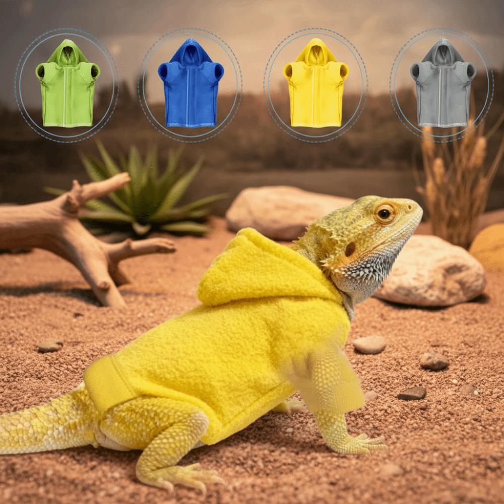 Fashion Warm Lizards Clothes Windproof Soft Lizard Harness Vest Solid Color Bearded Dragon Hoodie Photo Party