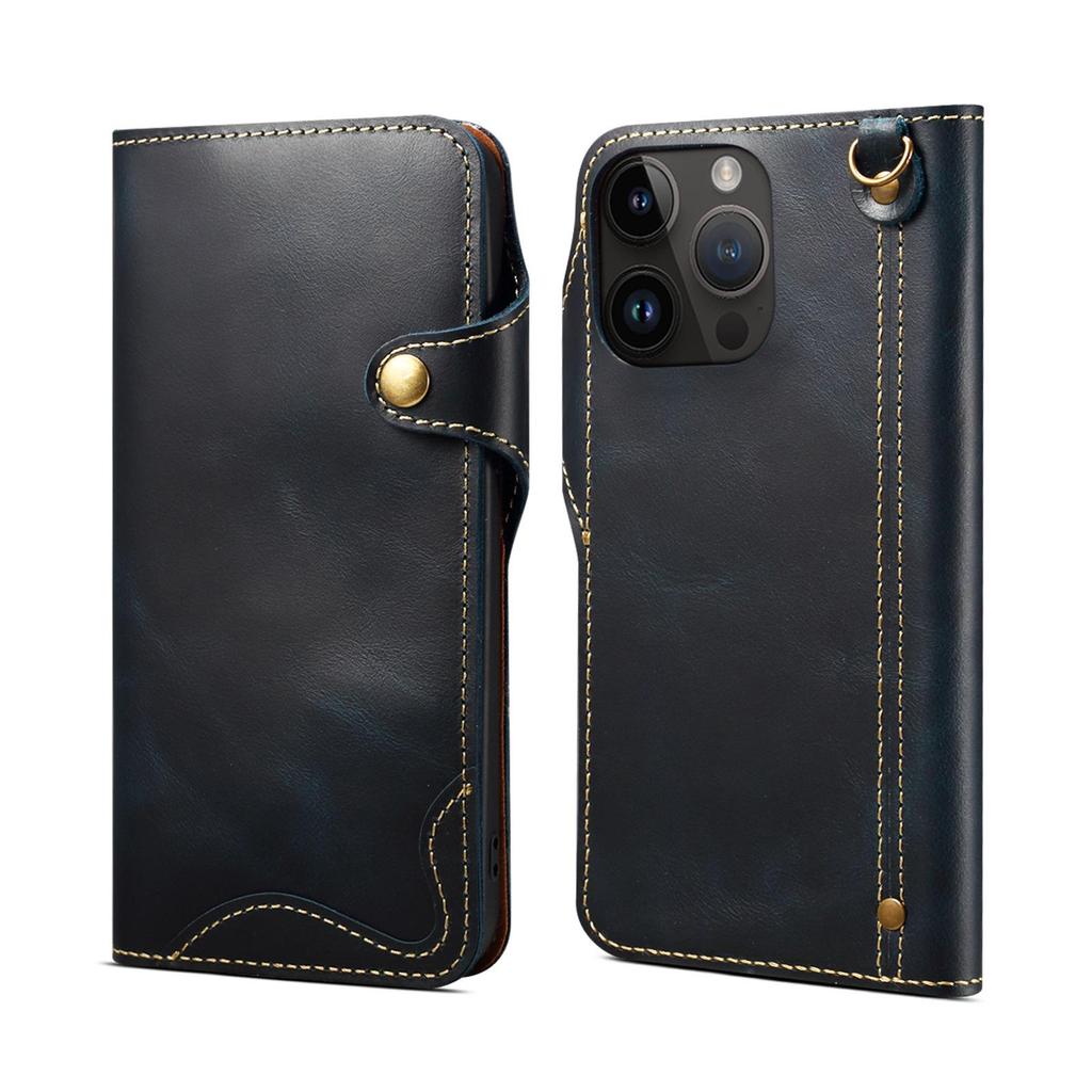 Denior iPhone 17 Genuine Leather Flip Case with Card Slot & Drop Protection