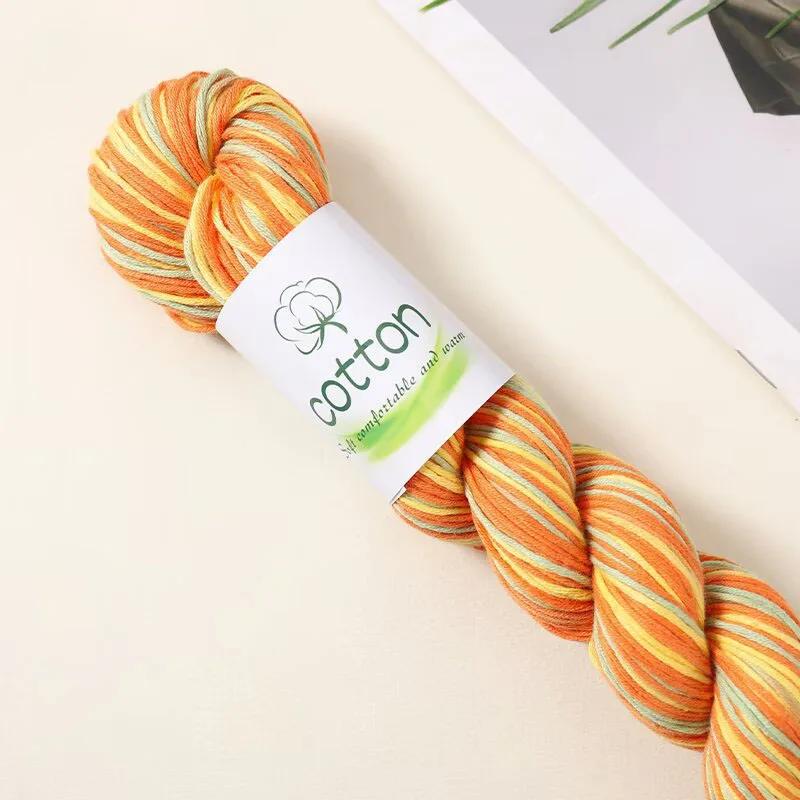 50g/Roll 100% Cotton Hand-Dyed Gradient Yarn for DIY Hand Knitting Sweaters Scarf Soft Warm Multicolor Crocheting Yarn Thread