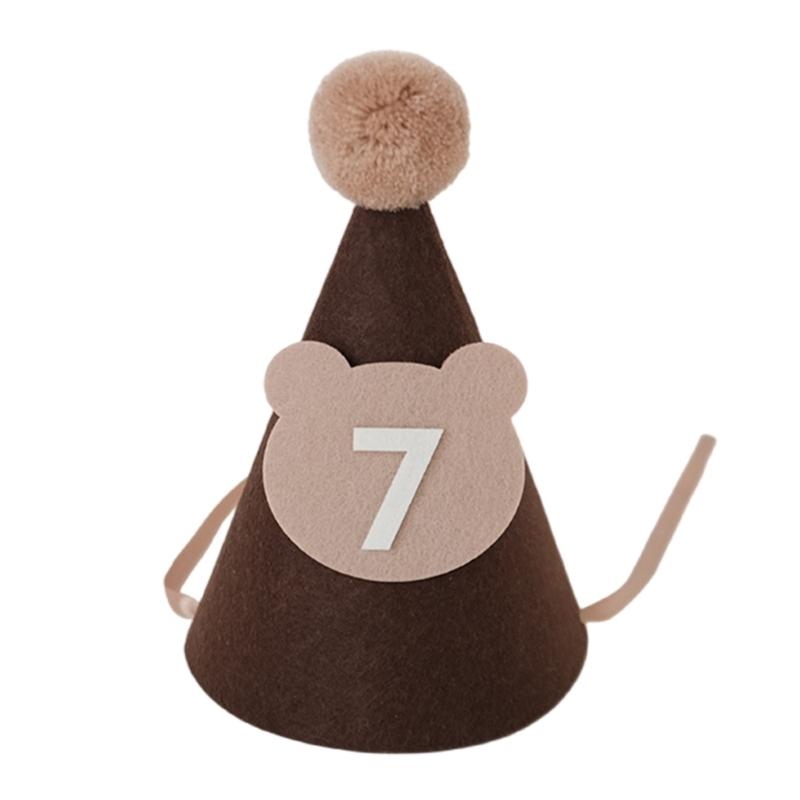 

Lovely Bear Birthday Party Hat for Kids 1-9T, Comfortable Number Party Caps for Infants Baby Showers and Celebrations