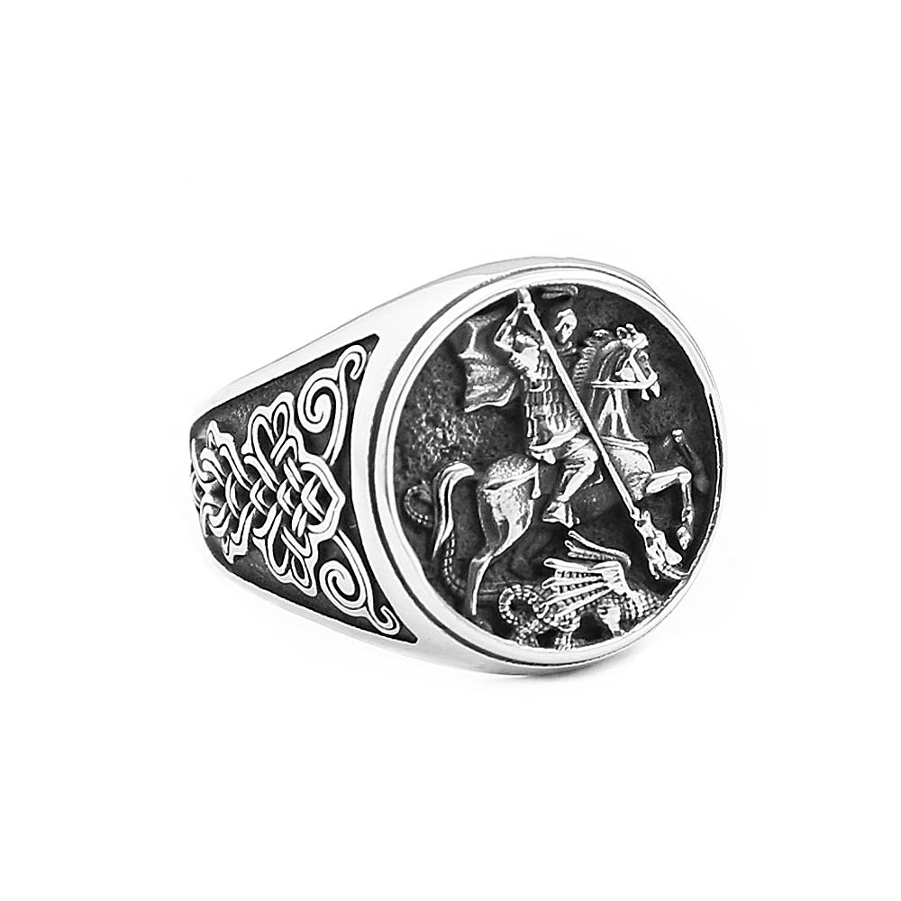 

Gothic Vintage Saint George Slay Dragon Ring 316L Stainless Steel Jewelry for Men Women Fashion Amulet Accessories 7