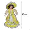 16inch Ceramic Doll with Hat and Hair Porcelain Beautiful Woman Miniature Figure for