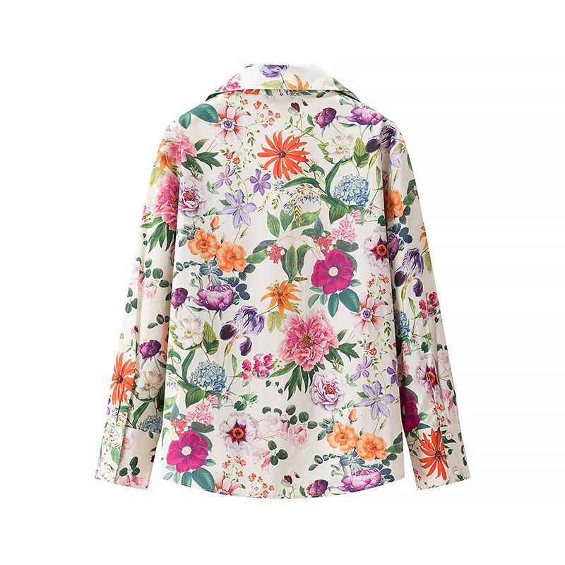 Jnleaog Autumn New Women's Clothing Fashion Style Stylish Florals Print Poplin Shirt 2945216