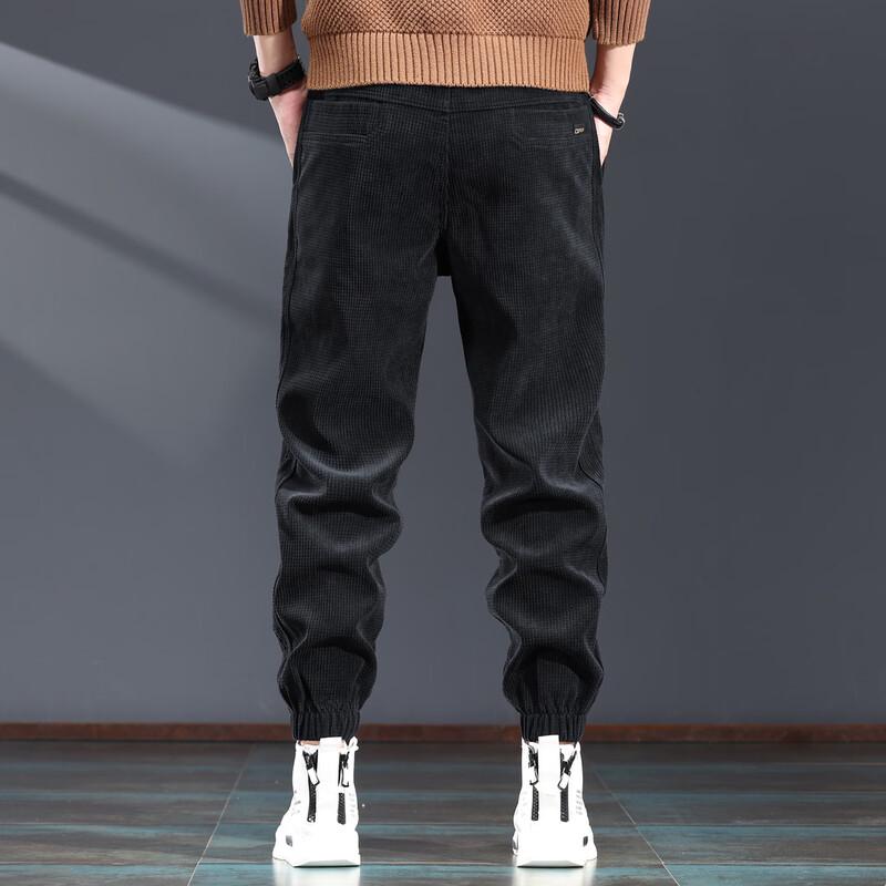 Jie Leinong Men's Corduroy-Texture Tapered Casual Trousers