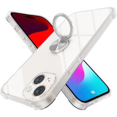 Hülle - Verstärkt - für iPhone 15 - Transparent - Stoßfester Ring - Freisprechständer