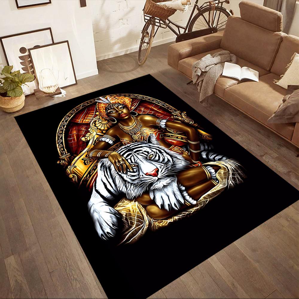 Colorful Tiger Portrait Floor Mats for Living Room, Bedroom and Room Decoration Are Suitable for Gifts.