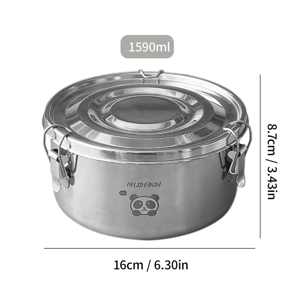 1 Piece Portable Round Lunch Box with Lid 304 Stainless Steel Food Storage Container Leak-proof Bento Box For Camping Picnic