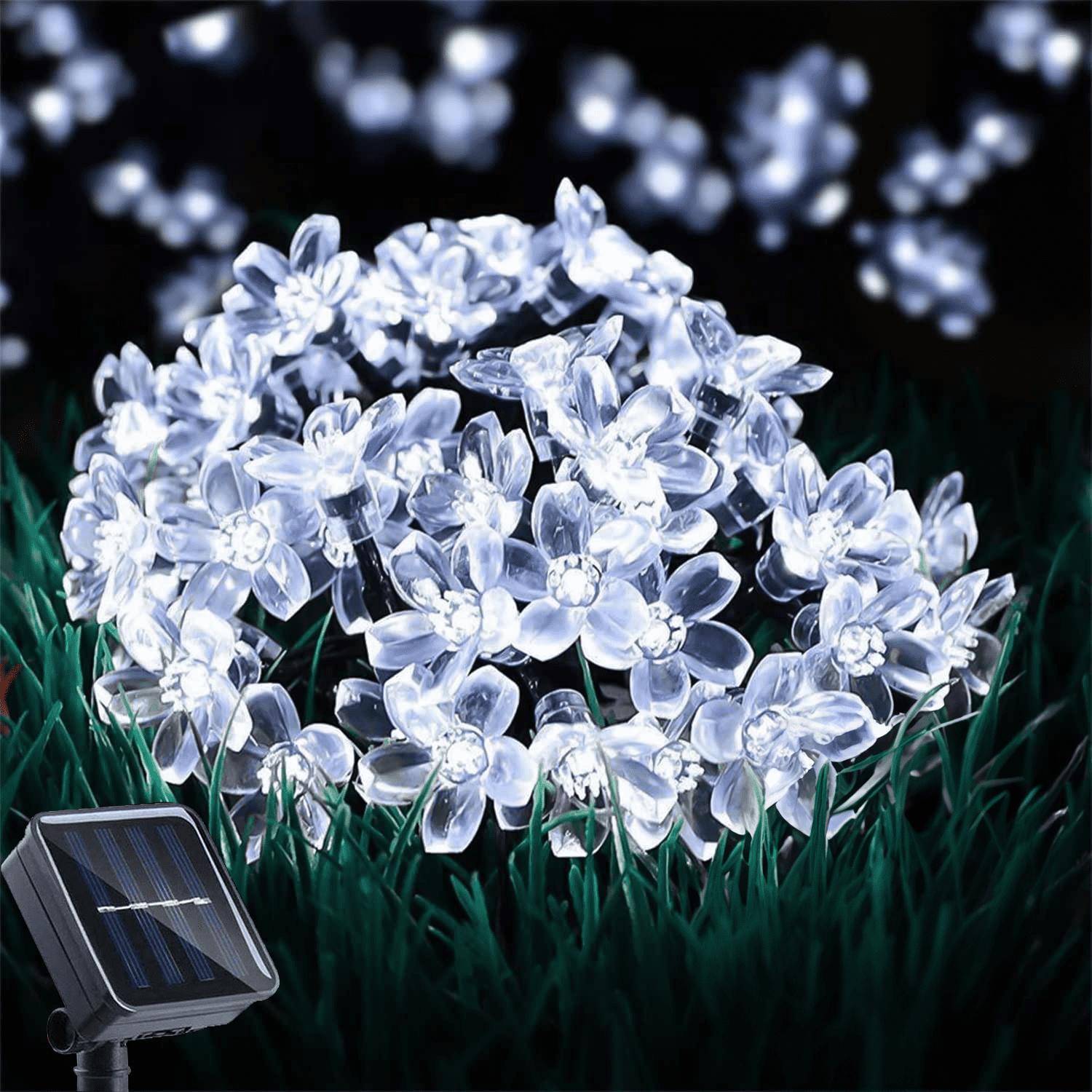 

Светодиодные солнечные цветные фонари Наружные гирлянды Водонепроницаемые гирлянды для атмосферы сада One Size белый