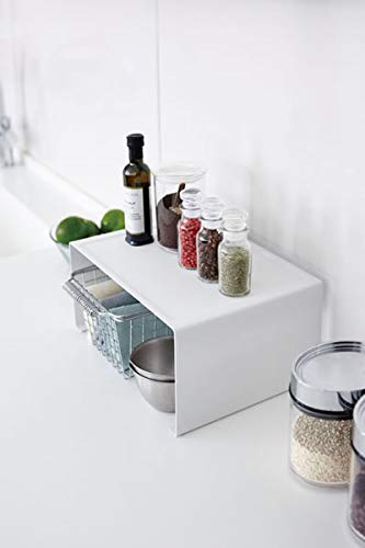 [Set of 2] Yamazaki Tower Kitchen Steel L-Shaped Rack, Large, White, 3791 | Kitchen Storage, L-Shaped Condiment Rack, Steel Shelf, Organization