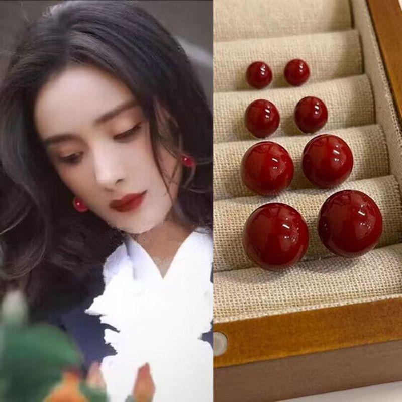 

Wine Red Silver Needle Women s Vintage Animal Year Pearl Earrings [Imperial Sand Pearl Earrings] 12+700.00G Pair