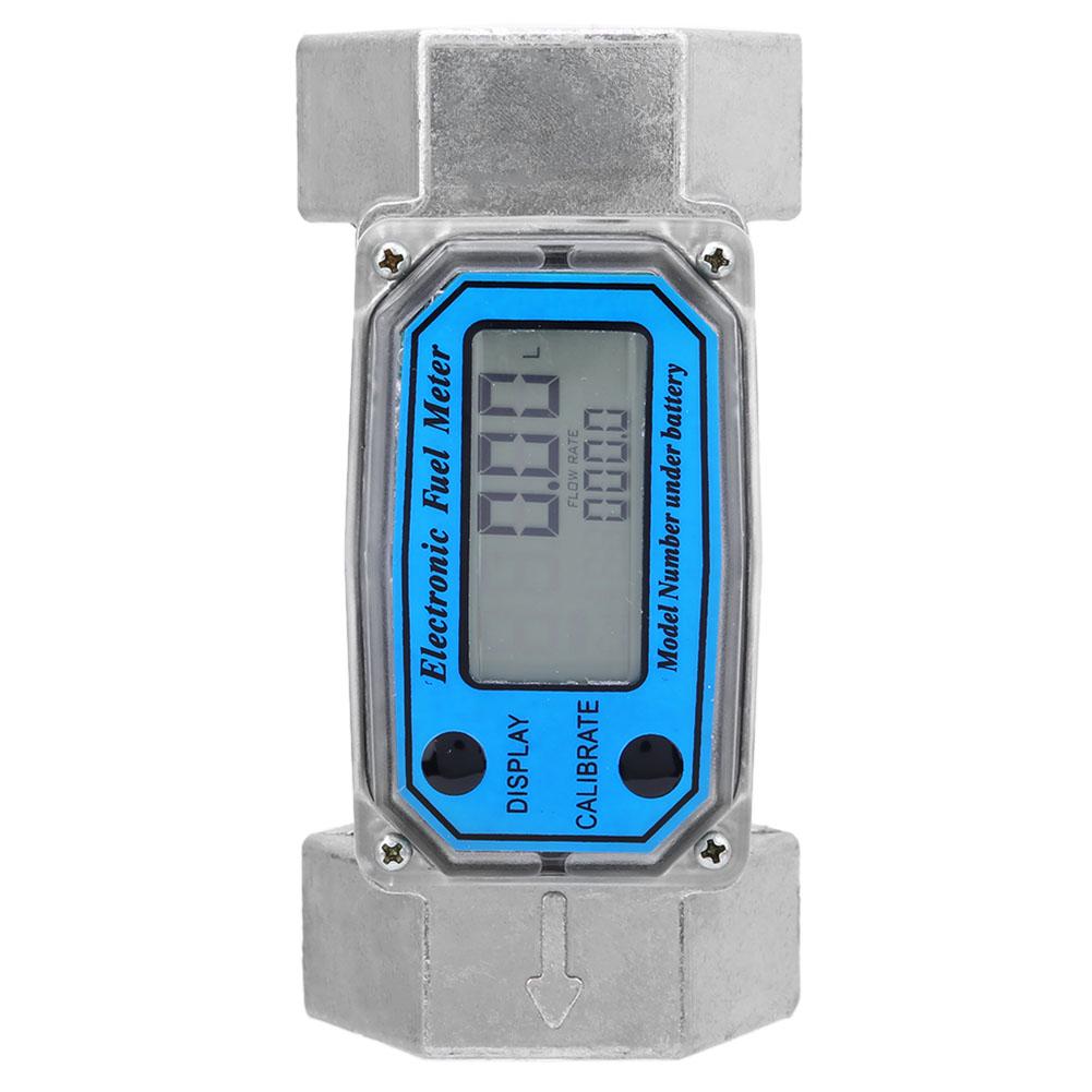 Mini Digital Turbine Flowmeter Diesel Fuel Flow Meter 15 120L 1.5inch NPT Blue