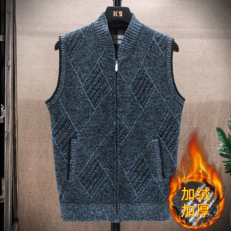 Men S Fleece Sleeveless Cardigan Vest Knit Sweater Top
