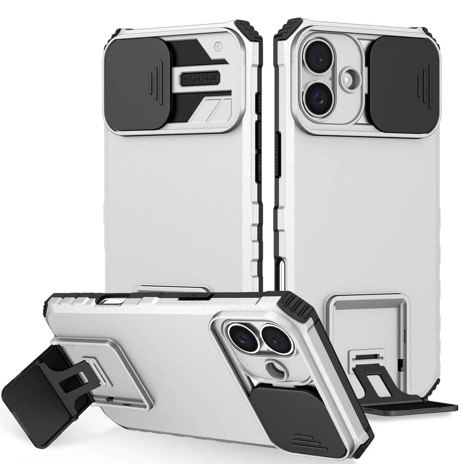 

For iPhone 16 Case Camera Slider PC + TPU Phone Cover with Kickstand