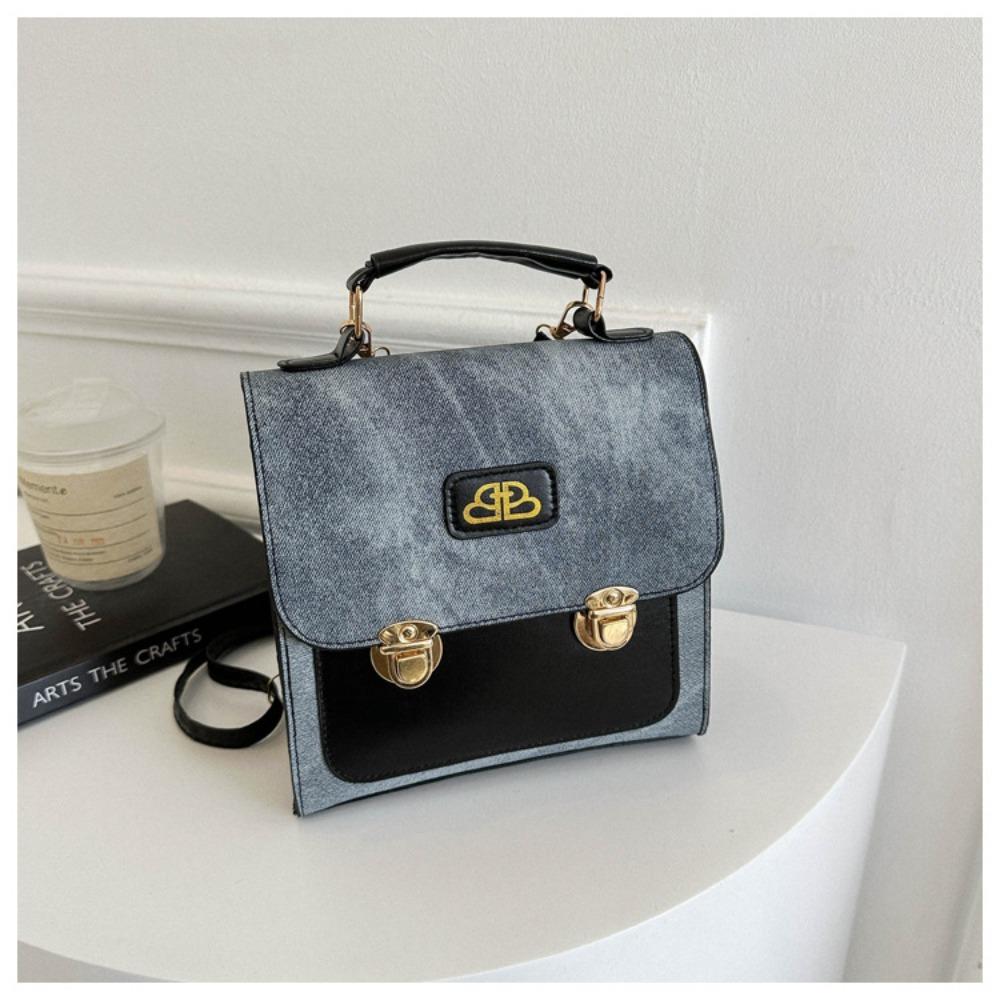 Double Usage Imitation Denim Backpack Preppy Style Shoulder Bag Tote Bag School Bag  Autumn