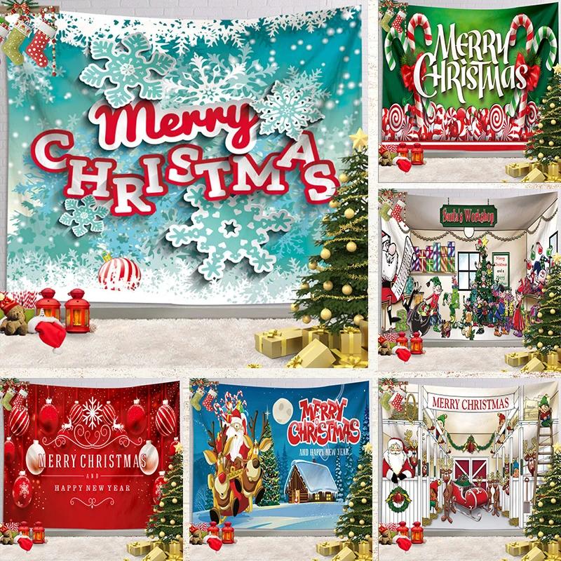 Ashou Merry Christmas Tapestry Wall Decor Hanging Room Decoration Christmas Tree Decorations Santa Claus Tapestry Home Decor