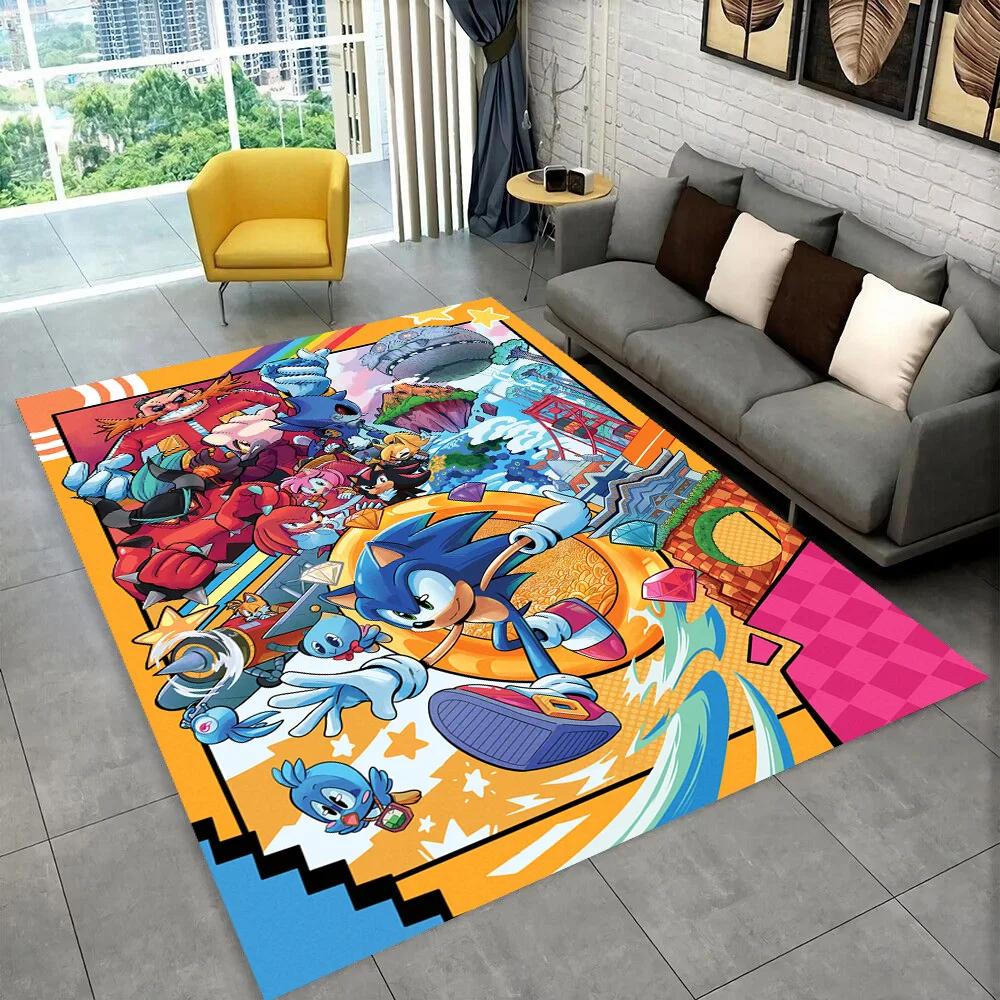 3D S-Sonics Game Cartoon Rug Carpet for Living Room Bedroom Decor,kids Play Non-slip Decoration for Sofa Doormat Christmas Gift