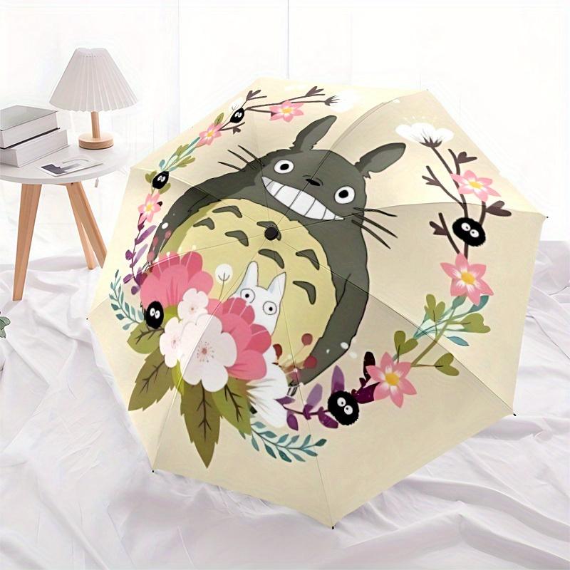 1pz Ombrello Totoro Fiori Apertura/Chiusura Automatica Robusto Telaio in Ferro, Ombrello da Viaggio Compatto - Regalo Perfetto per Donne, Uomini a0829110