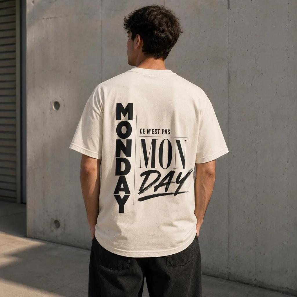 Monday Shirt Ce Nest Pas Mon Day Tshirt Minimal Streetwear Tee Oversized Graphic Shirt French Quote Back Print