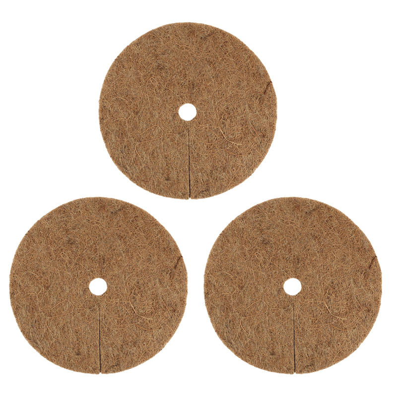 3PCS Coconut Fiber Mulch Ring Tree Plant Protector Mats Disc Plant Covers for Indoor Outdoor Plants Landscaping