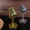 Classic Retro Microphone Props Miniature Vintage Simulation Microphone Plastic Fake Microphone Model Home Decoration