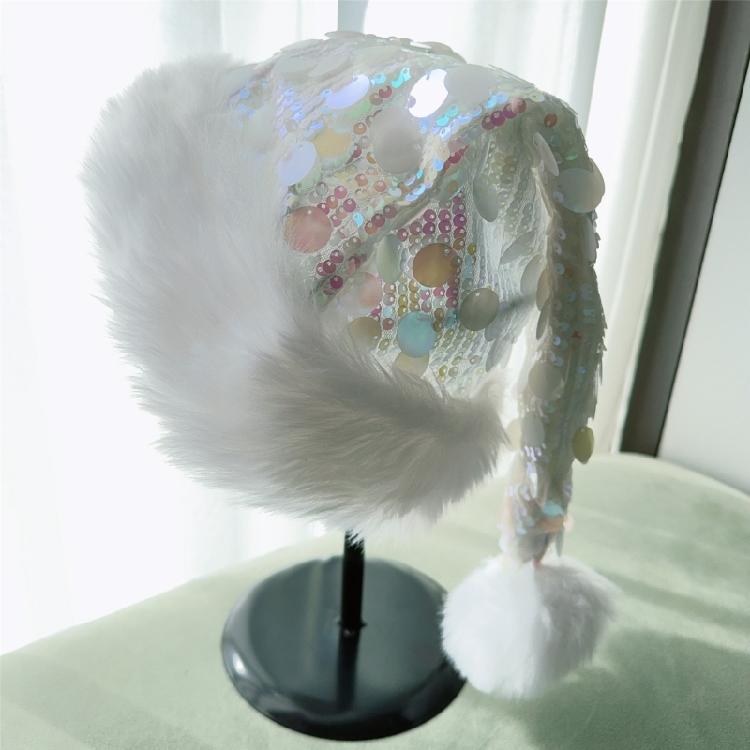 Christmas Theme Party Hat for Adult Glittering Sequins Santa Caps Festival Props Noel Hat for Holiday Family Gathering