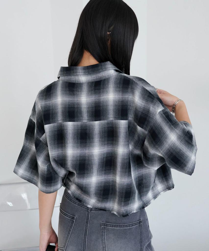 WEGO Short Check Short Sleeve Summer Size Black Shirt, Top, Clothing, Gift, Streetwear, Women's, F,