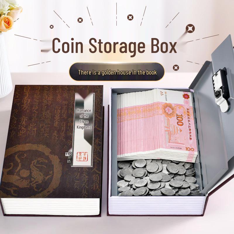 Three Kingdoms Lockable Metal Book Safe & Piggy Bank