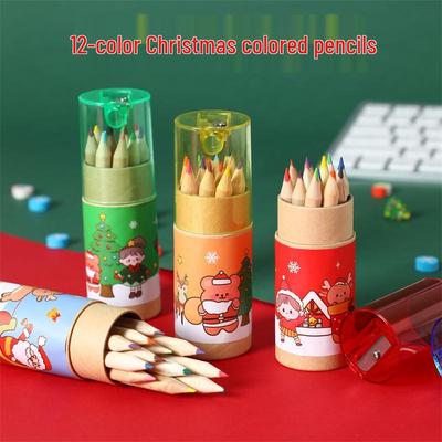12-farbiges Weihnachten Cartoon Bleistiftset: Perfektes Zeichengeschenk für Grundschüler & Kindergarten