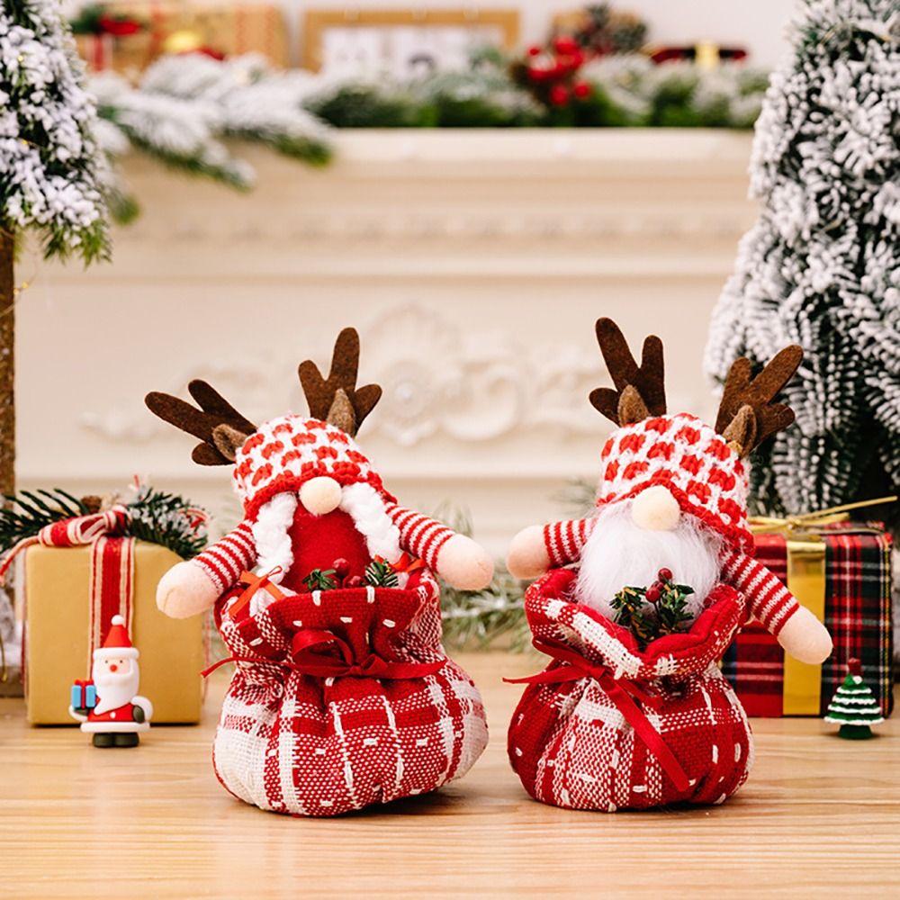 

Сувениры для вечеринок, украшения для рождественской елки, плюшевые безликие гномы, рождественские рога, кукла-эльф, подарочная сумка