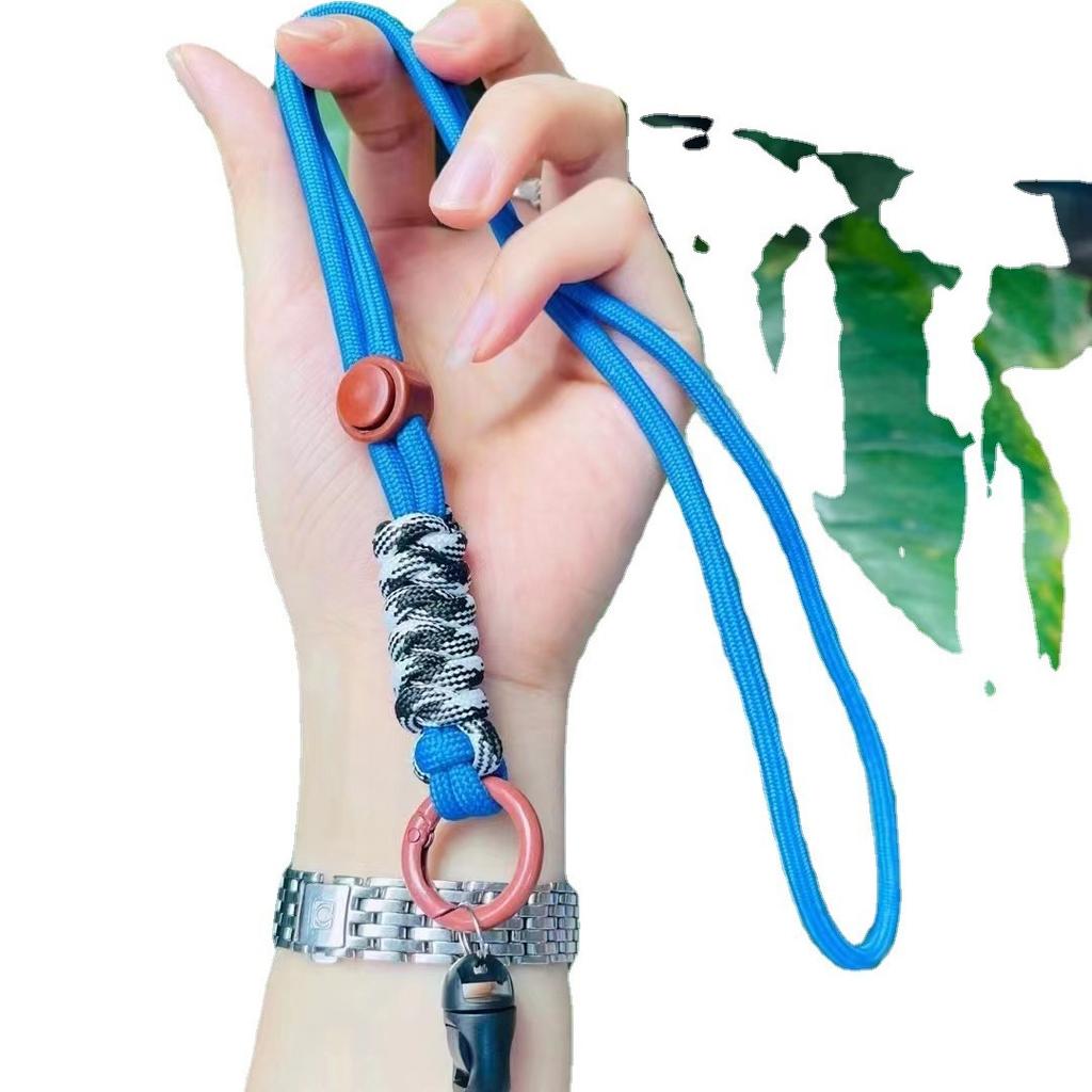 New mobile phone lanyard adjustable neck anti-lost wrist rope keychain handwoven rope two-color long rope hand rope