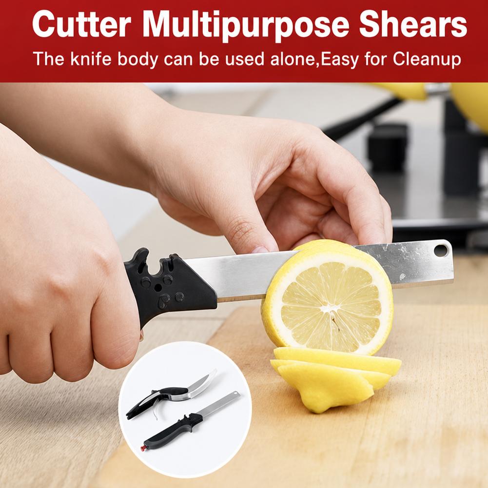 2-in-1 Stainless Steel Shears Sharp Vegetable Fruit Cutter Non-slip Grip Hanging Storage Multi Cutting Tool For Home Kitchen Use