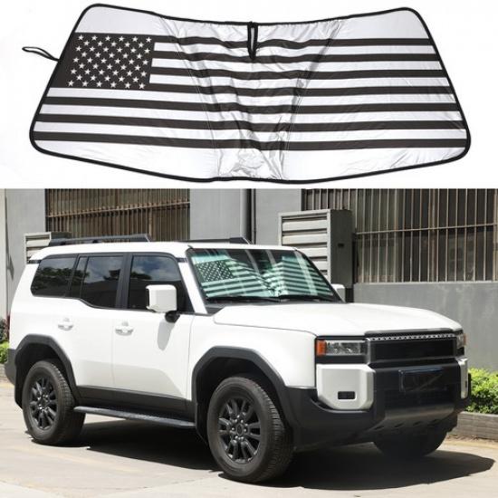 USA Flag Car Sun Shade Windshield Window Cover For Toyota LC250 Prado 2024+