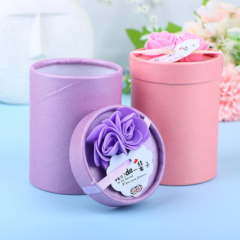 1Pc Round Flower Paper Boxes Gift Packaging Box Lid Flowers Bucket Gift Box Gift Candy Party Wedding Gift Candy Box