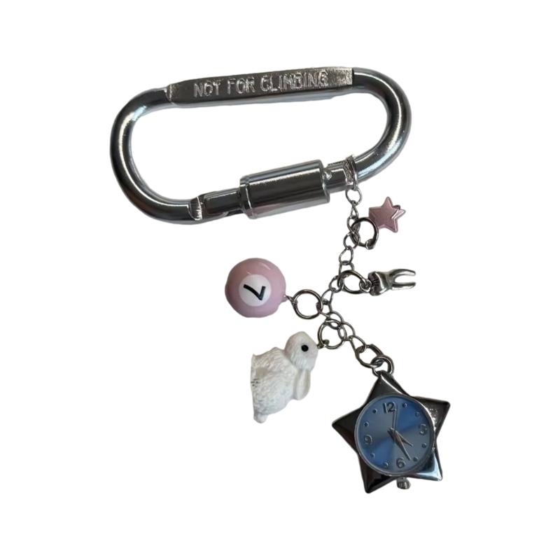 Rotating Star Dial Keychain Bag Charm Stainless Steel Alloy Pendant For Purse Backpack Gift for Women Girls
