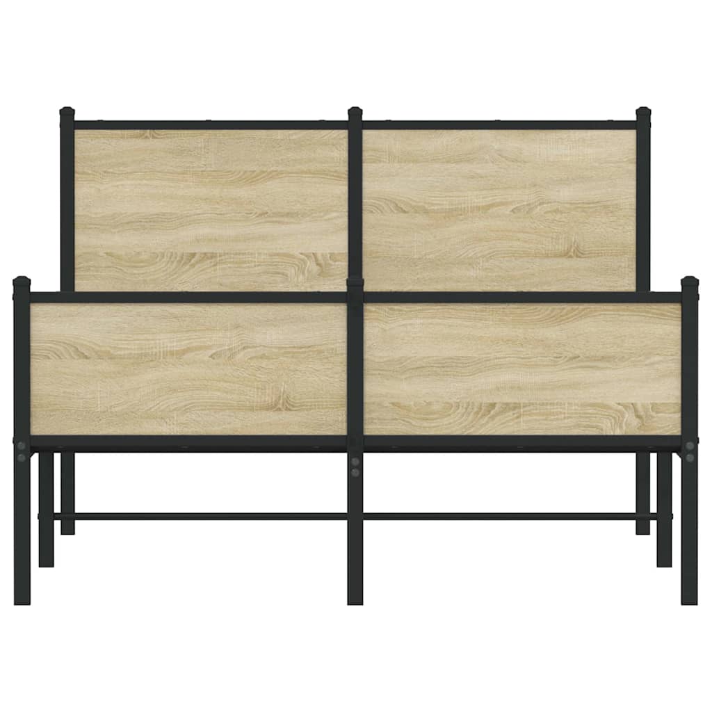 Metal Bed Frame without Mattress Sonoma Oak Finish 120x200 cm