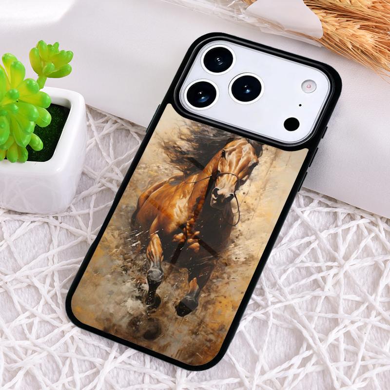 Horse Painted Art Phone Case for iPhone 17 Air 16 15 11 12 14 13 Pro Max Shockproof Cover