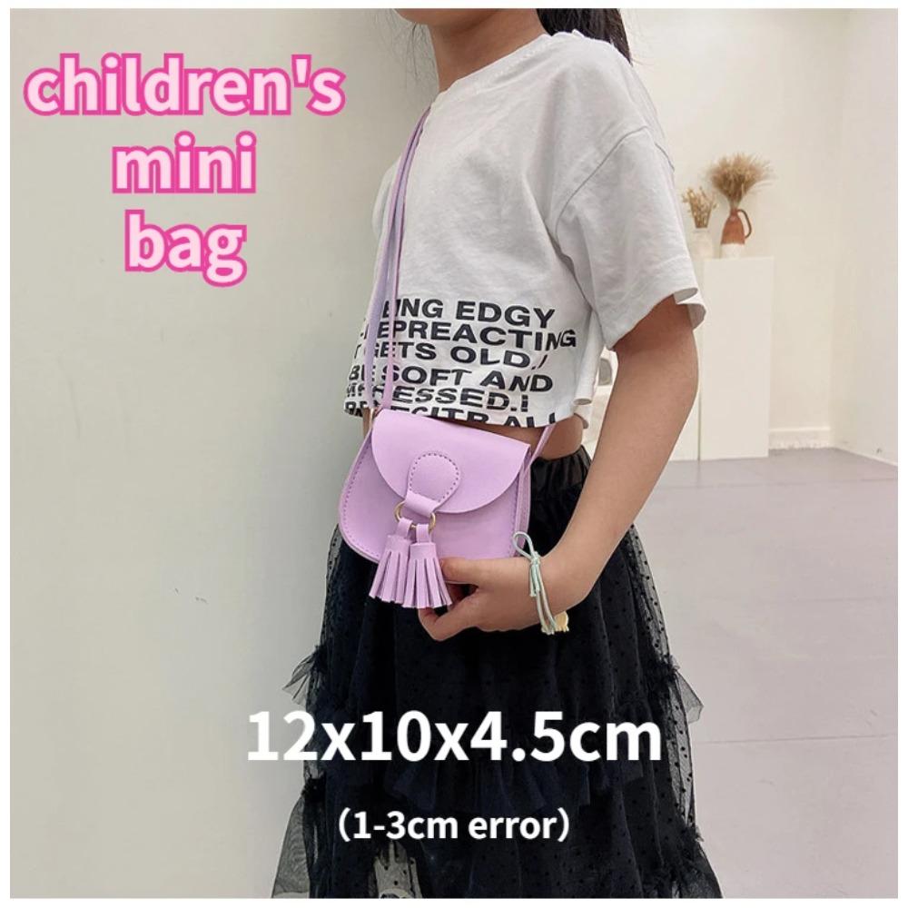 PU Leather Children Small Shoulder Bag Cute Princess Accessories Kids Coin Purse Handbags Cute Girls Baby Tassel Crossbody Bags