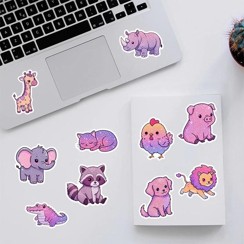 First-Class 50Pcs Premium-Quality Glittery High-Standard Cute Top-Grade Animal Top-Grade Stickers Top-Grade Cartoon High-Standard Rainbow