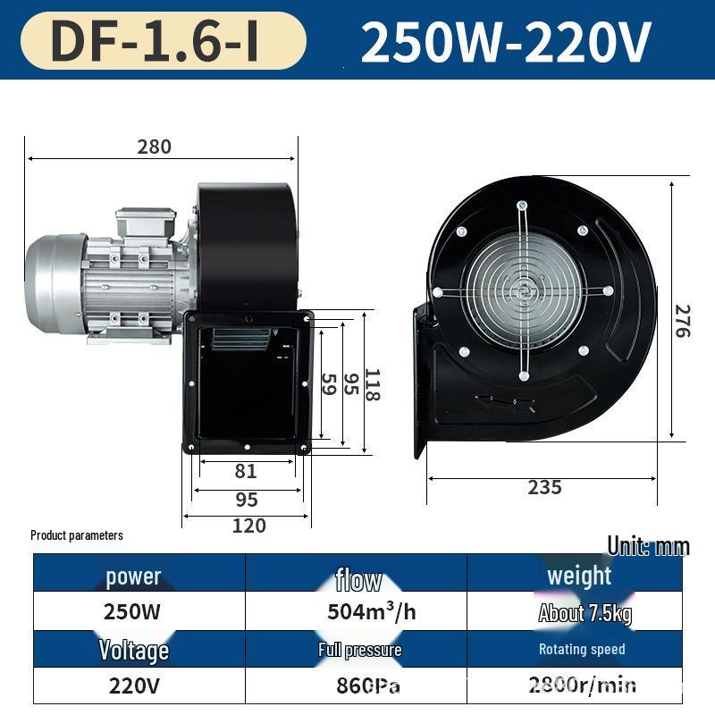 Compact High-Pressure Centrifugal Fan for Kitchen and Laboratory Ventilation