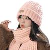 Thick Warm Wrap Hat & Scarf Warm Set Acrylic Blended Cashmer Keep Warm Cap  For Travel Outdoor
