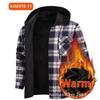 Winter Fleece-Lined Hooded Checked Casual Plus-Size Autumn/Winter Men’s Long-Sleeved Shirt, Fleece-Lined Shirt for Men